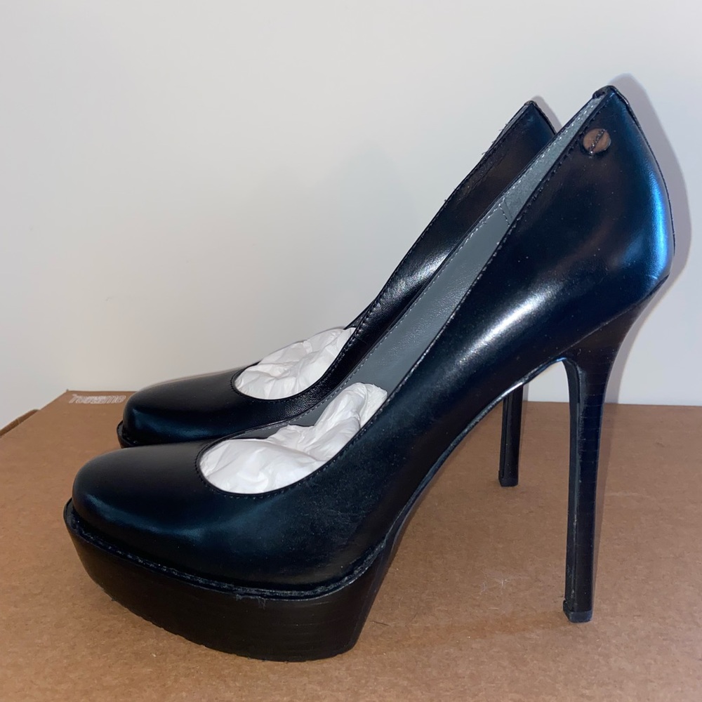 Calvin Klein Black Leather Heels NIB